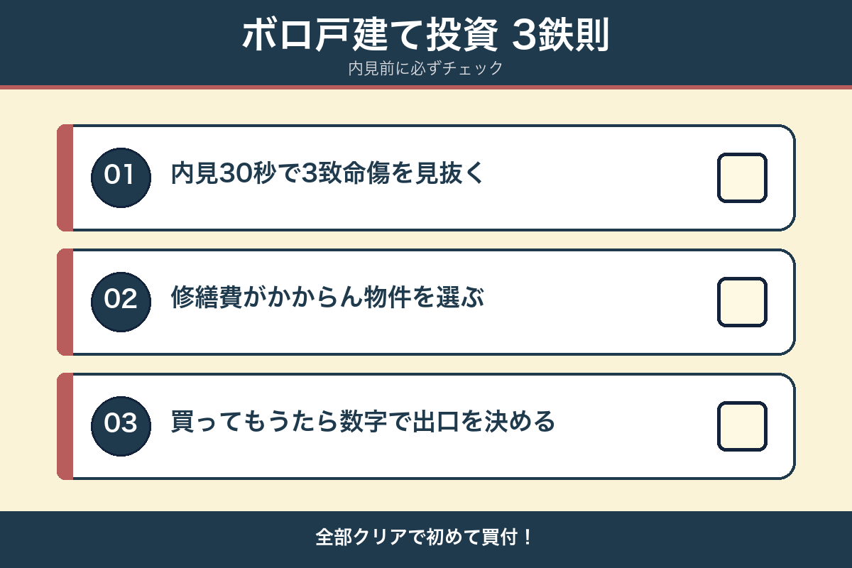ボロ戸建て投資 失敗回避の3鉄則チェックシート