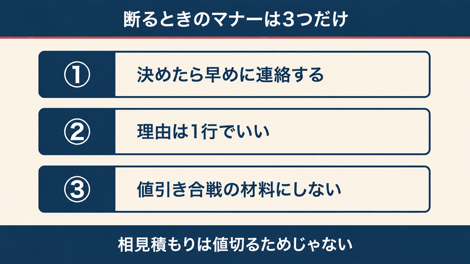 相見積もりを断るときのマナー3つ