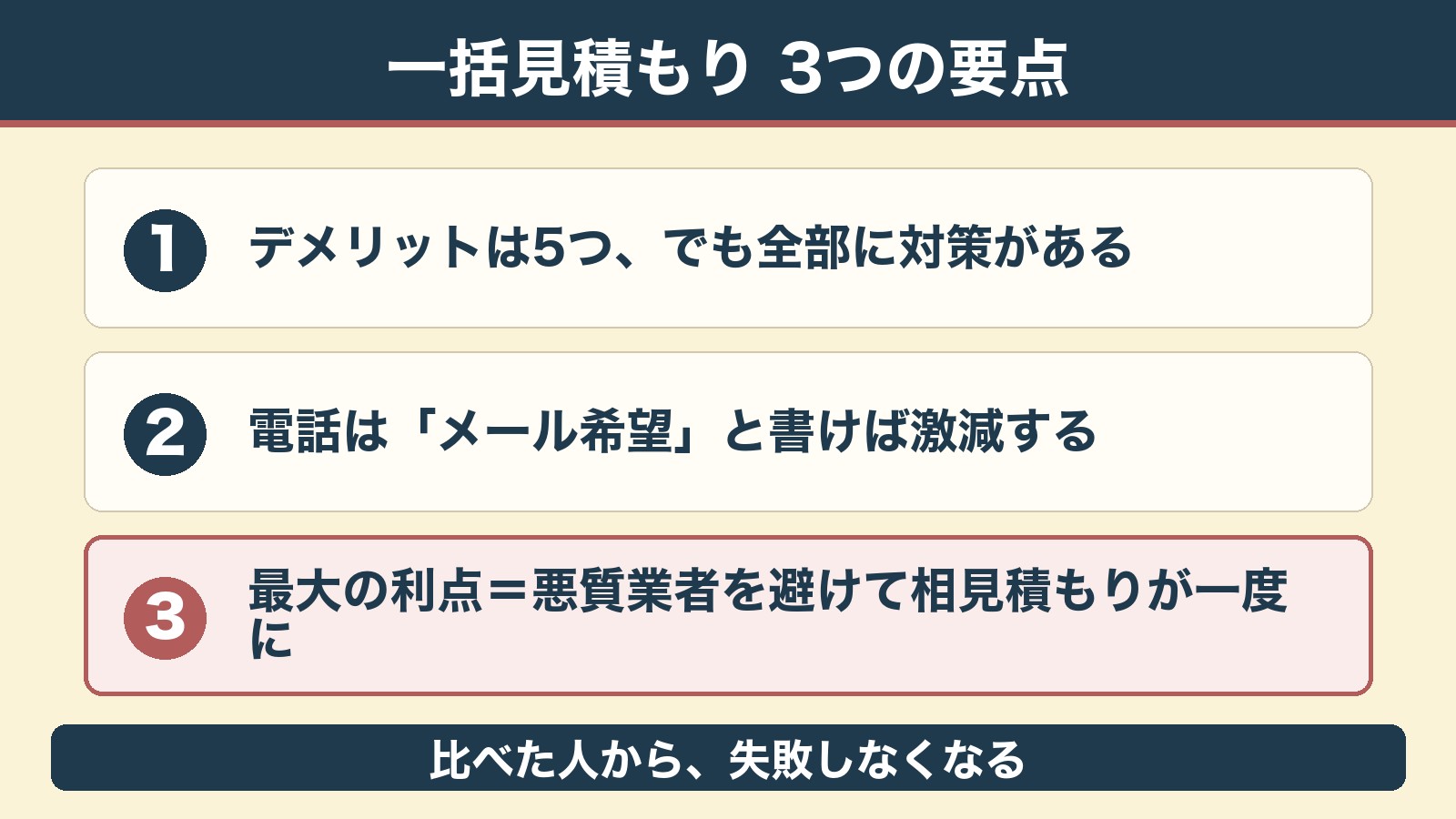デメリットを知れば一括見積もりは怖くない まとめ