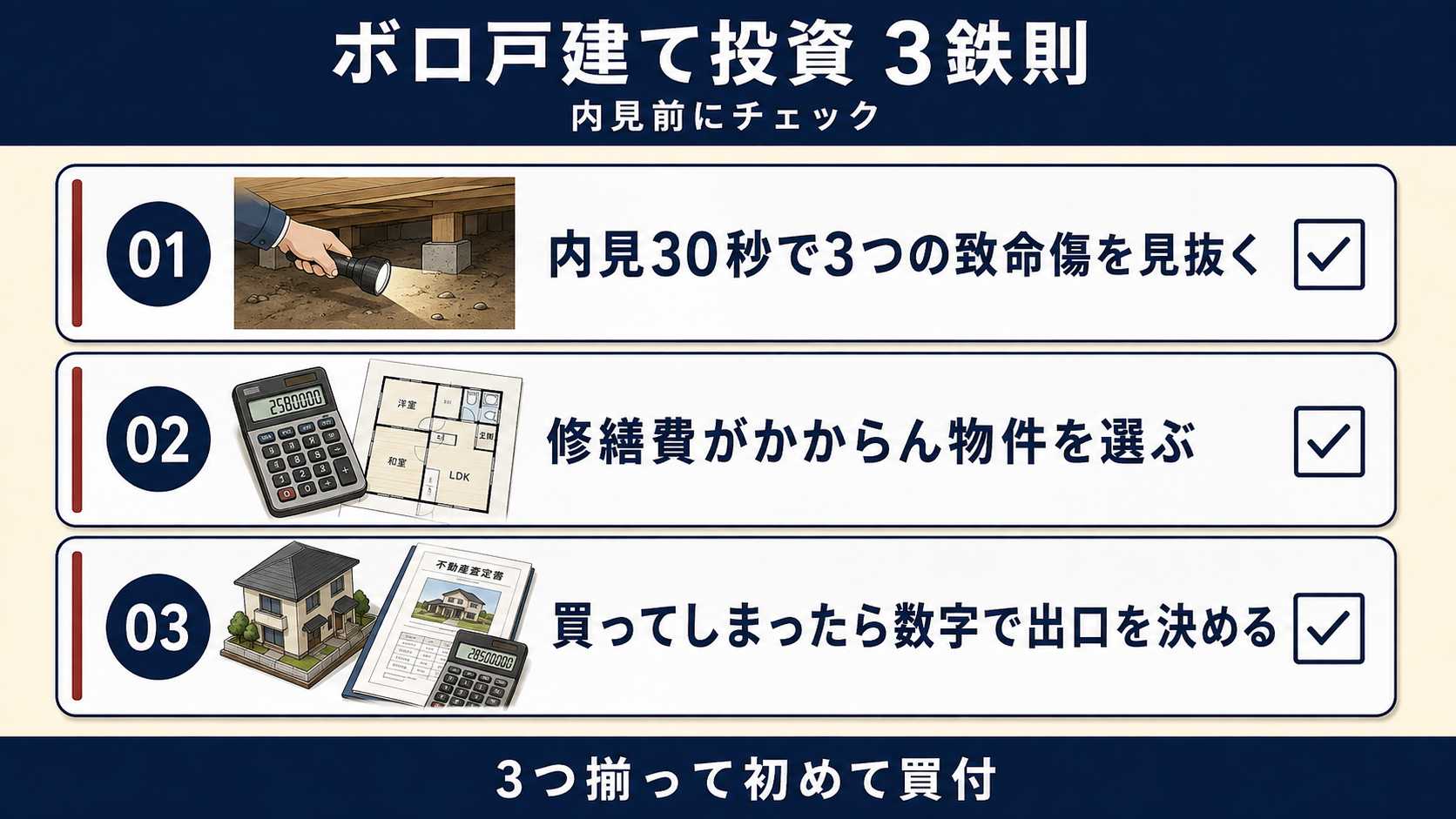 ボロ戸建て投資 失敗回避の3鉄則チェックシート